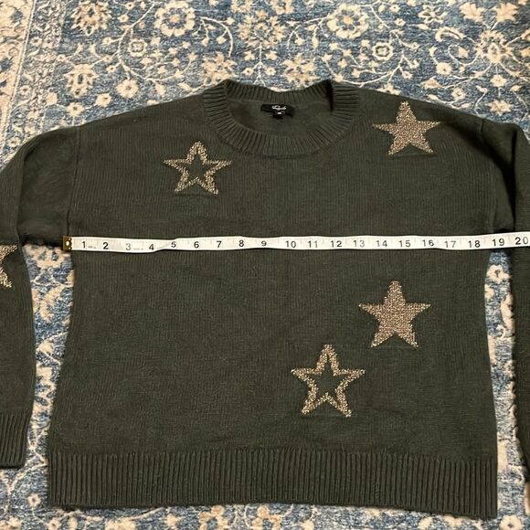Rails Perci Olive Green Star Design Pullover Boho Sweater Contemporary - Picture 7 of 12